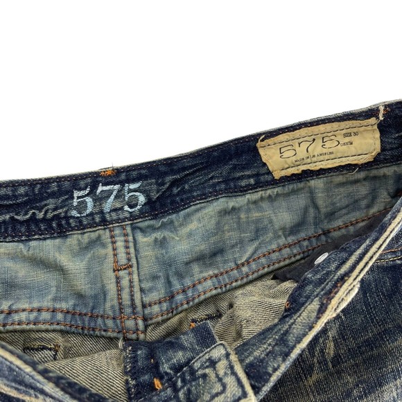 575 Denim Womens 30 Distressed Boho Frayed Hem Denim Jean Straight Skirt - Picture 5 of 8